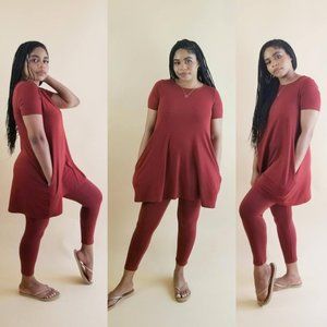 Tunic Cropped Legging Set Terracotta